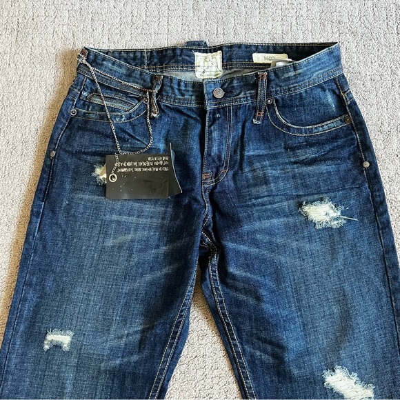 VTG Jimmy Taverniti So Men’s Boot Cut Jeans Sz 33 Beat Up Vintage Resin Y2K NWT - Picture 7 of 15